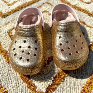 Golden Glitter Crocs